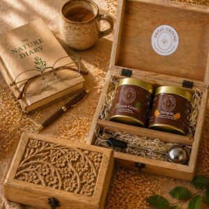 Carved Top Wooden Serving & Gift Box Size 10"X 6"X4"
