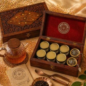 Carved Top Wooden Serving & Gift Box Size 10"X 6" X 2.5"